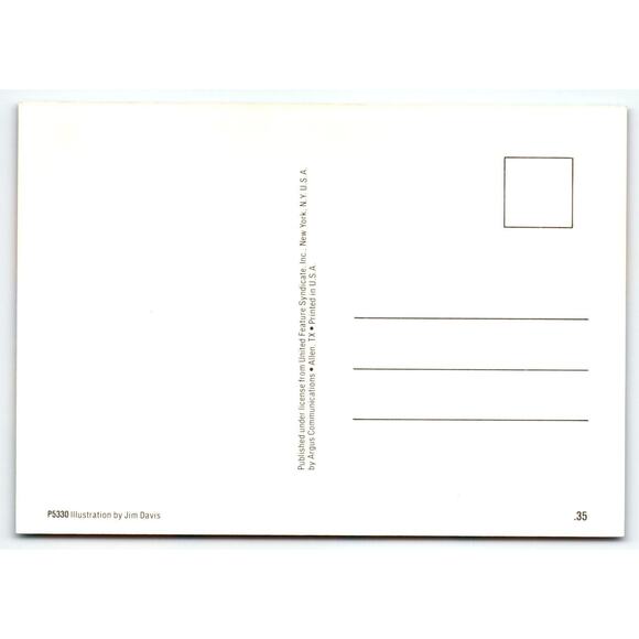 Vintage Garfield Postcard "Wish You Were Here" Island Shark Fishbones Palms 1978 - Picture 2 of 2